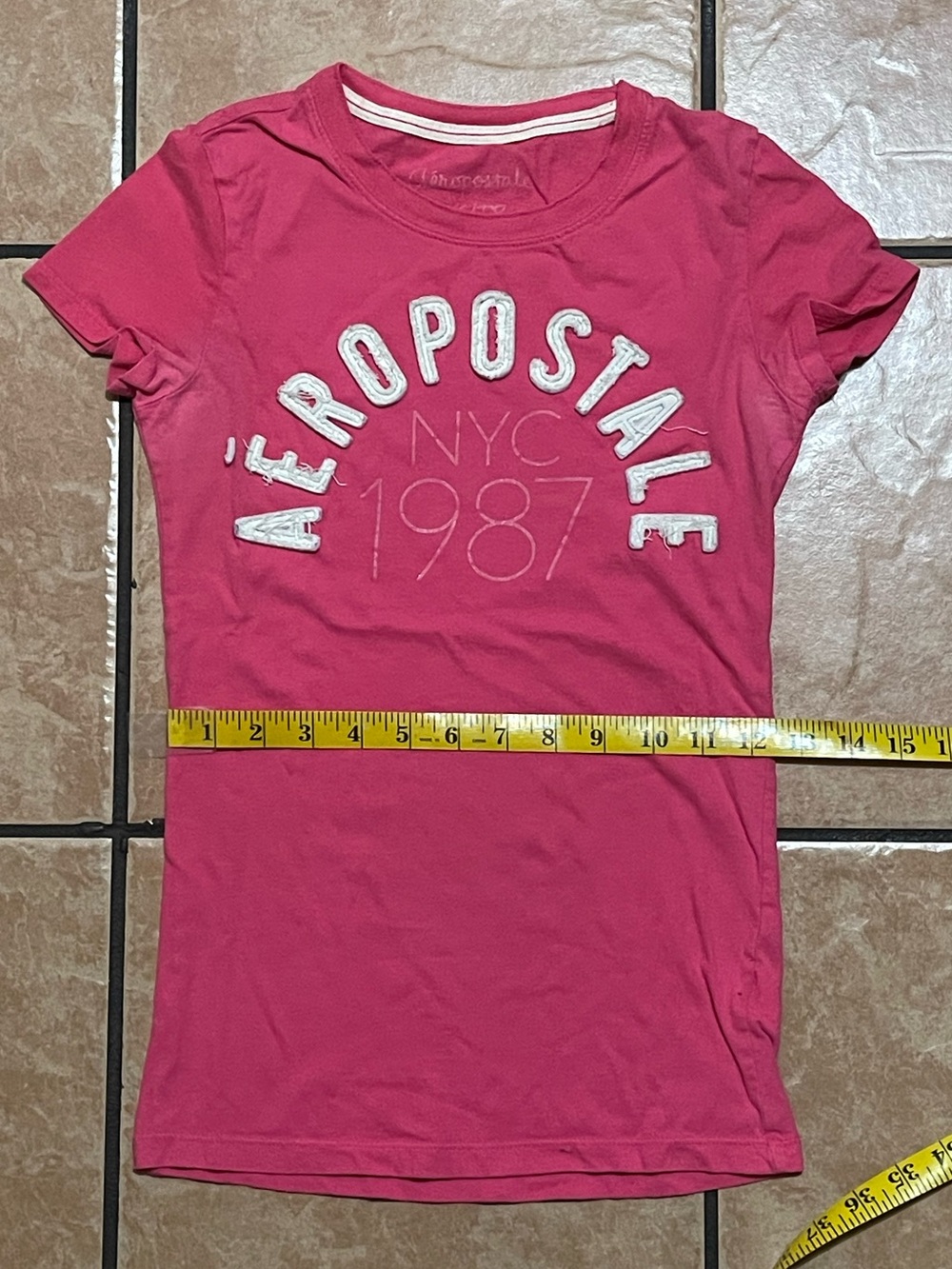 Y2K 100% Cotton Aeropostale Women's Pink Graphic Logo Tee - Picture 8 of 10